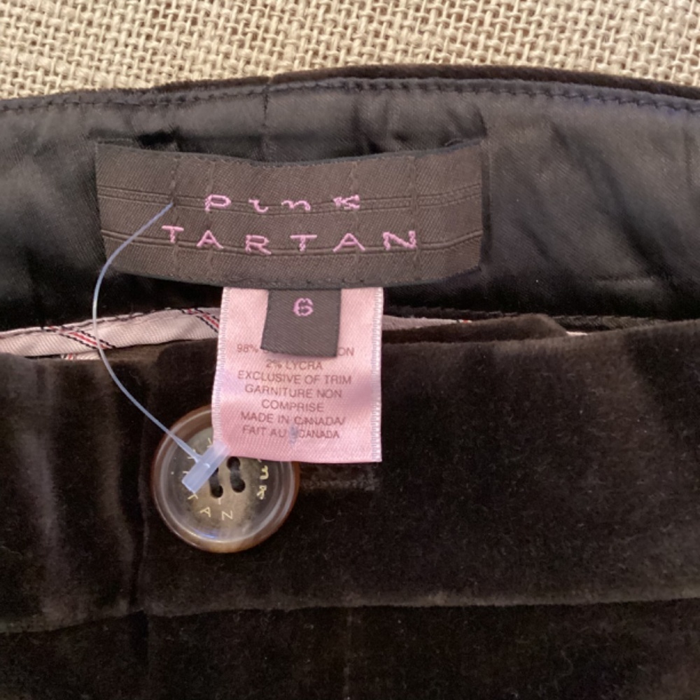 Pink Tartan brown velvet‎ cropped pants size 6 - Picture 5 of 5